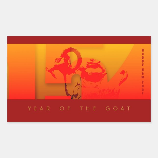 Pegatina Rectangular Pop 2015 Ram Sheep Goat Year - Pegatinas (Anverso)