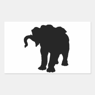 Pegatina Rectangular Pop Art Baby Elephant Silhouette