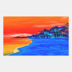 Pegatina Rectangular Pop Art Exotic Beach Palm Trees
