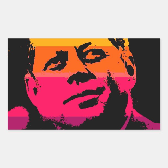 Pegatina Rectangular Pop Art Jack JFK John F. Kennedy (Anverso)