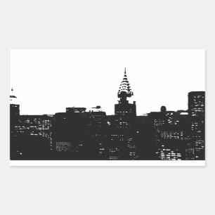 Pegatina Rectangular Pop Art New York Silhouette