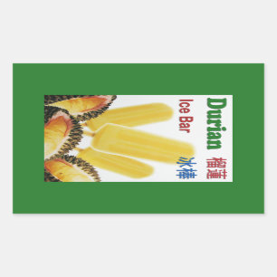 Pegatina Rectangular Popsicle de frutas tropicales Durian Ice Bar