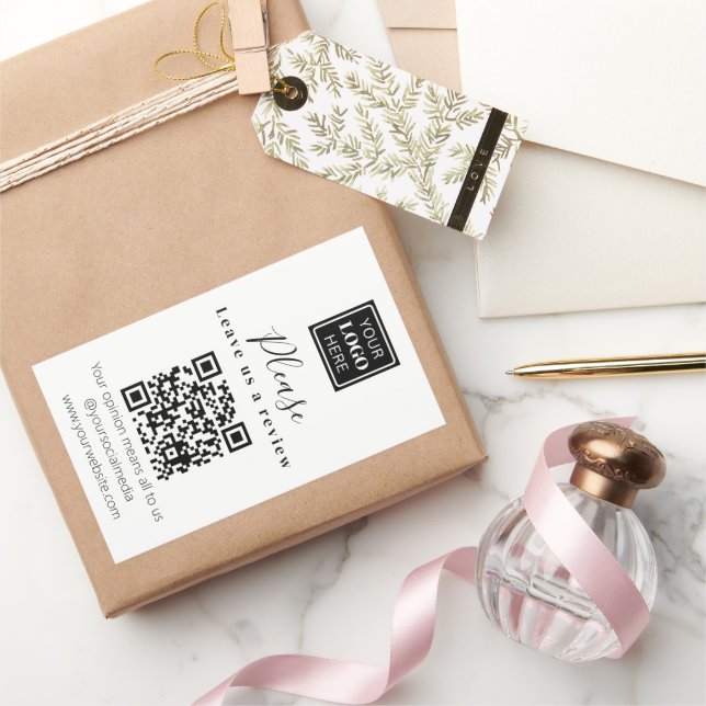 Pegatina Rectangular Por favor, déjenos revisar el código QR (Regalar)