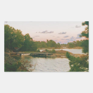 Pegatina Rectangular Por la noche en el archipiélago sueco