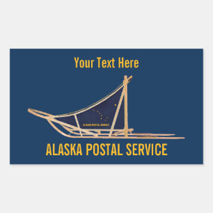 Pegatina Rectangular Portadora postal de Alaska Dog Sled