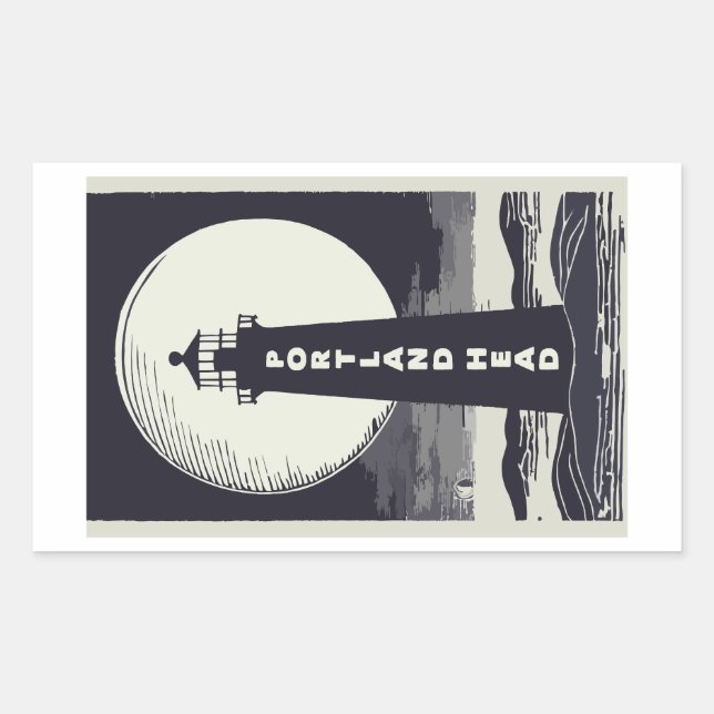 Pegatina Rectangular Portland Head Maine Lighthouse Moon (Anverso)