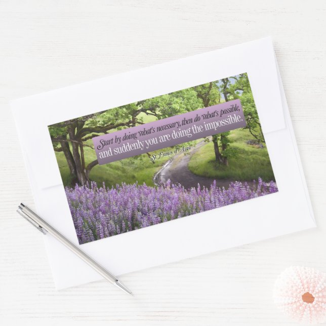 Pegatina Rectangular Posible cita Inspiradora de San Francisco de Asís (Sobre)