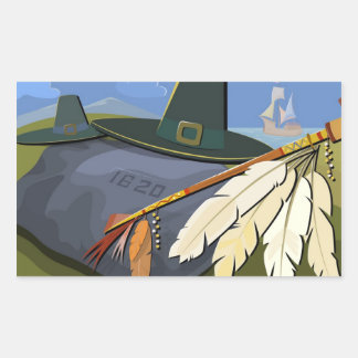 Pegatina Rectangular Postal del Día de Acción de Gracias