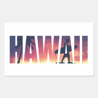 Pegatina Rectangular Postal Hawaii filtrada de vintage