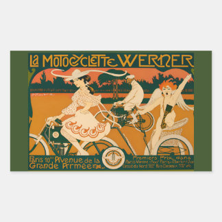 Pegatina Rectangular Póster de carrera de motocicletas vintage Art Nouv