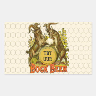 Pegatina Rectangular Póster de cerveza Bock vintage: Salón de bar antig