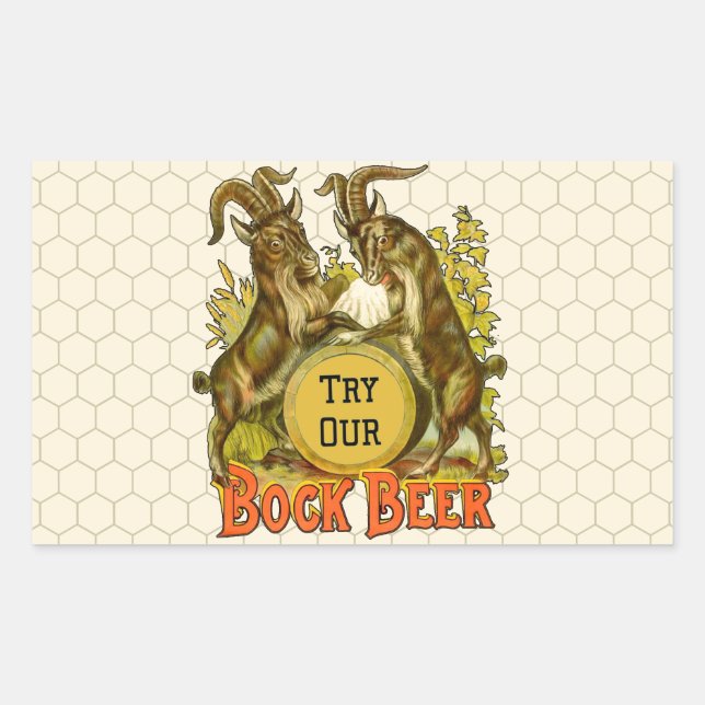 Pegatina Rectangular Póster de cerveza Bock vintage: Salón de bar antig (Anverso)