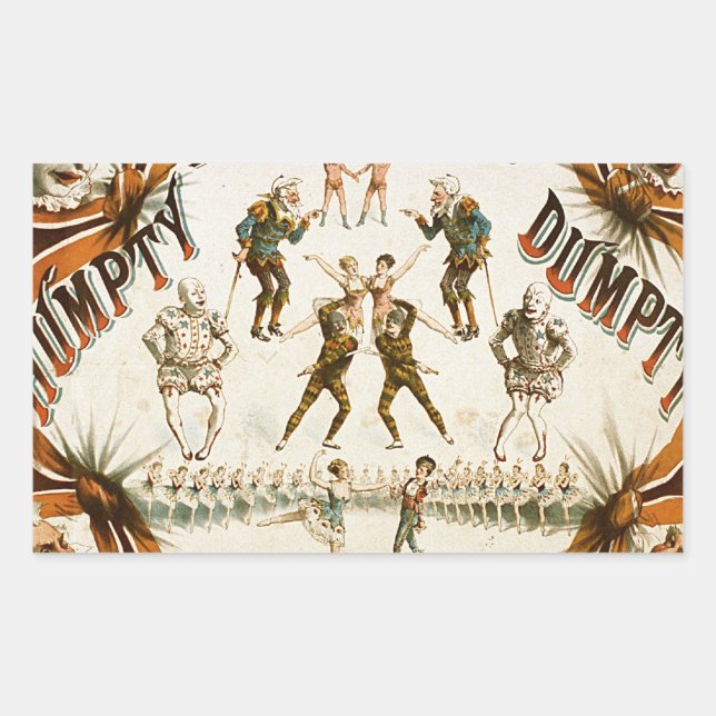 Pegatina Rectangular Poster de circo de la combinación de humpty Dumpty (Anverso)