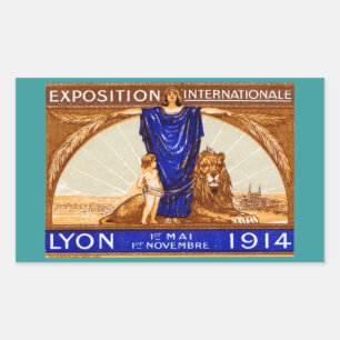 Pegatina Rectangular poster de Lyon International Expo 1914