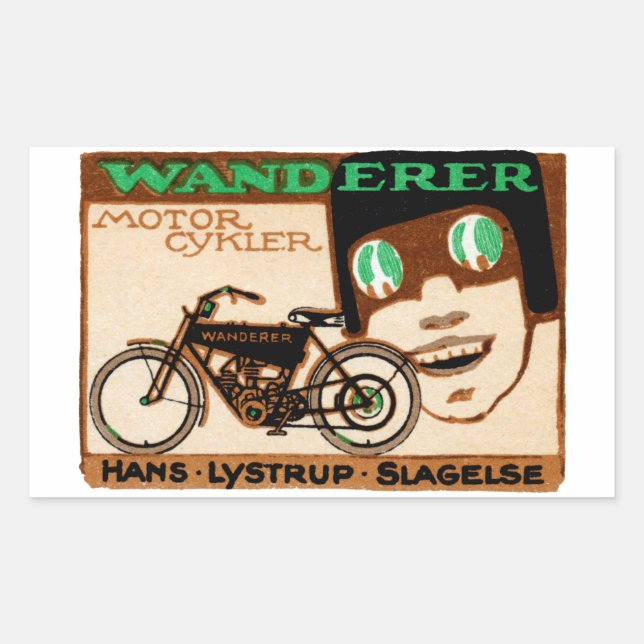 Pegatina Rectangular poster de motocicleta Wanderer de 1910 (Anverso)