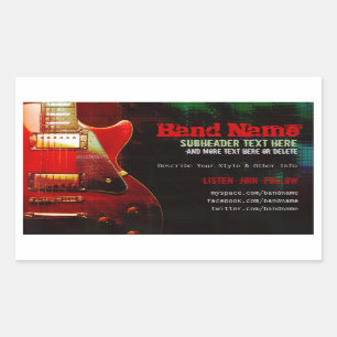 Pegatina Rectangular Póster de promoción de la banda de música de guita