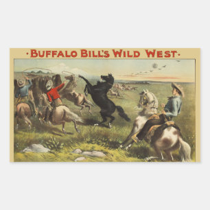 Pegatina Rectangular Póster de vaquero del oeste salvaje de Buffalo Bil