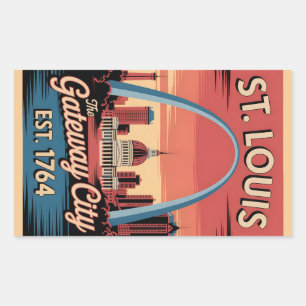 Pegatina Rectangular Póster de viaje retro de San Luis Misuri vintage
