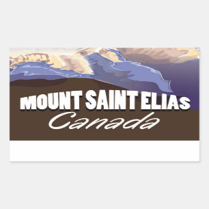 Pegatina Rectangular Poster de Viajes del Monte Saint Elias Vintage