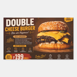 Pegatina Rectangular Póster promocional de Hamburguesa Doble Queso Prem