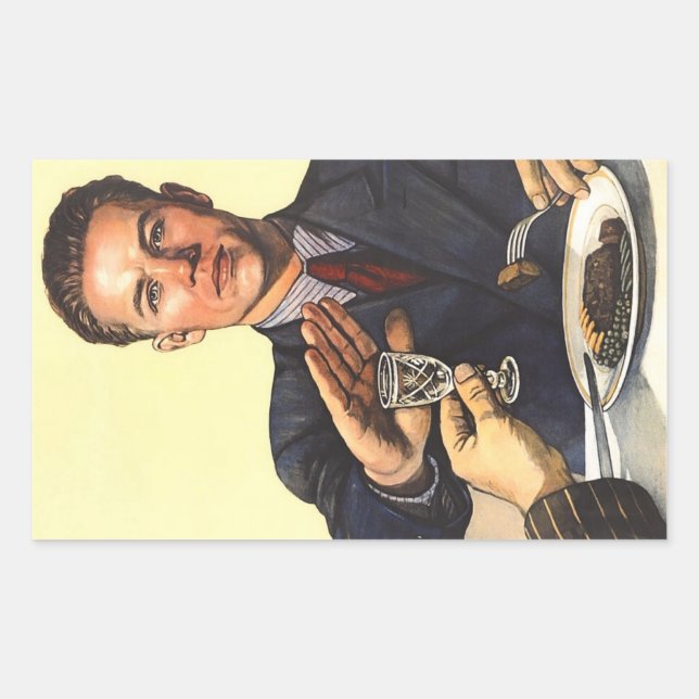 Pegatina Rectangular poster soviético antialcohol de 1954 (Anverso)