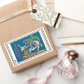 Pegatina Rectangular Pósums de árbol de Navidad Navidad australiana