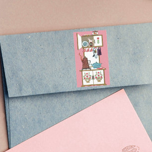 Pegatina Rectangular Pote retro antiguo del café de la estufa de cocin