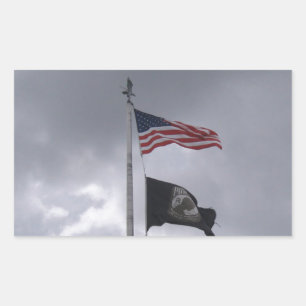 Pegatina Rectangular POW/MIA y bandera estadounidense