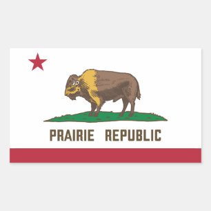 Pegatina Rectangular Prairie Republic Bison Flag Great Plains