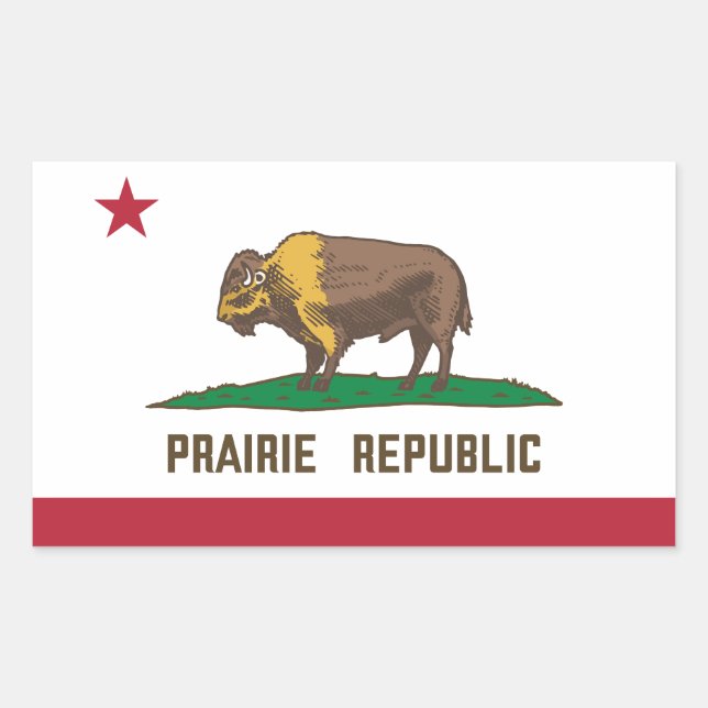 Pegatina Rectangular Prairie Republic Bison Flag Great Plains (Anverso)