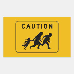 Pegatina Rectangular Precaución al cruzar, señal de advertencia de tráf