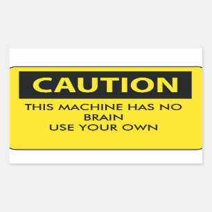 Pegatina Rectangular PRECAUCIÓN: casco de protección divertido del