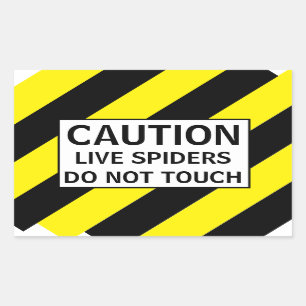 PEGATINA RECTANGULAR PRECAUCIÓN EN VIVO SPIDERS