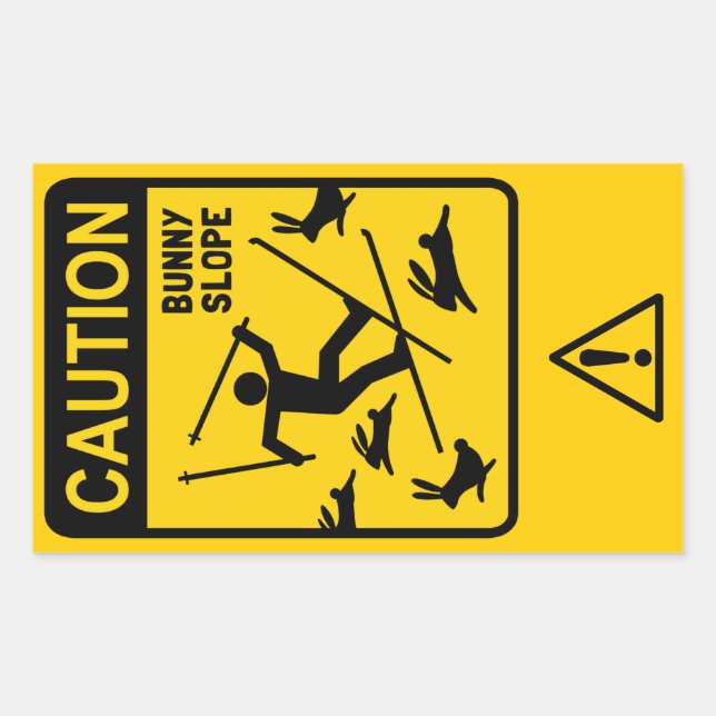 Pegatina Rectangular PRECAUCIÓN: Pendiente de conejos - Señal de advert (Anverso)