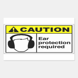 Pegatina Rectangular PRECAUCIÓN Protección auditiva