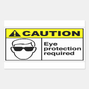 Pegatina Rectangular PRECAUCIÓN Protección ocular