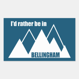 Pegatina Rectangular Prefiero estar en Bellingham Washington Mountain