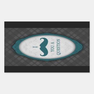 Pegatina Rectangular Pregunta Bash de Mustache Invitaciones Elegantes d
