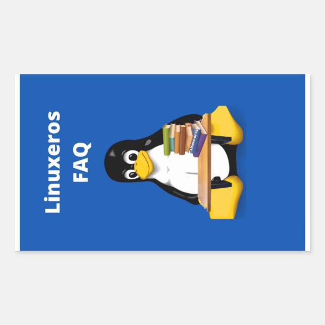 Pegatina Rectangular Preguntas frecuentes de Linuxeros (Anverso)