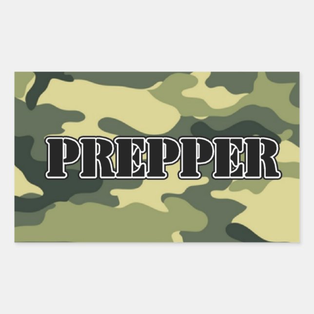 Pegatina Rectangular Prepper Camo (Anverso)