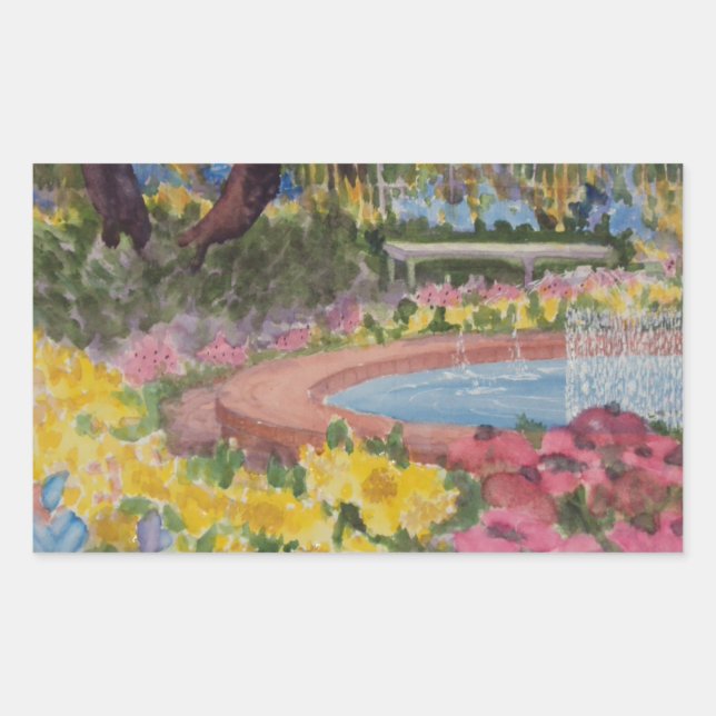 Pegatina Rectangular Prescott Park Garden Poppies Portsmouth NH (Anverso)