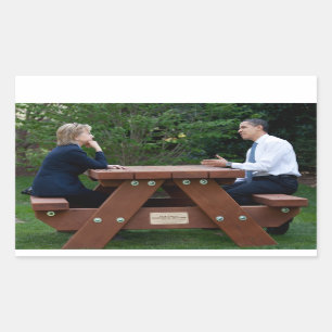 Pegatina Rectangular Presidente Barack Obama y Hillary Clinton