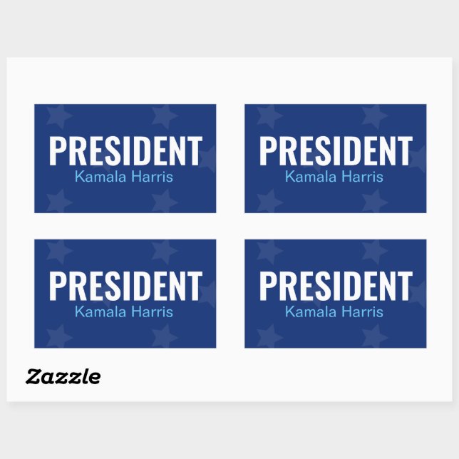 Pegatina Rectangular Presidente Kamala Harris 2024 (Hoja)