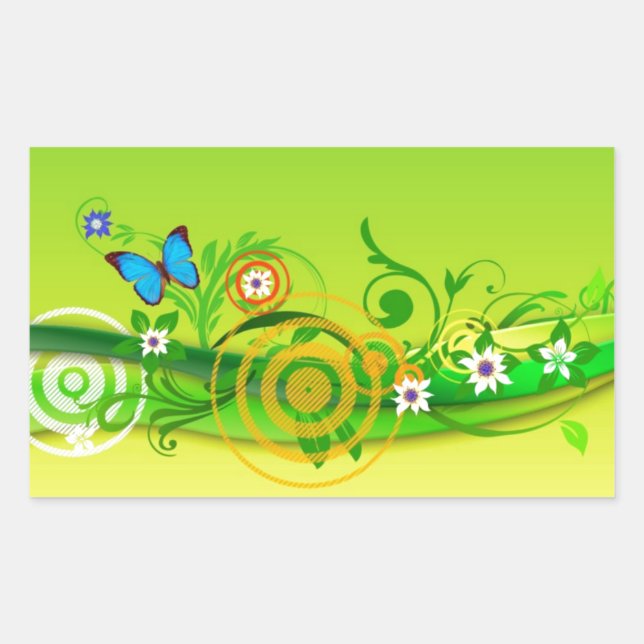 Pegatina Rectangular Primavera (Anverso)