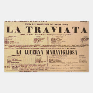 Pegatina Rectangular Primer Poster mundial de La Traviata (1853)