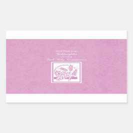 Pegatina Rectangular Primera Comunión de la ahijada, Rosa