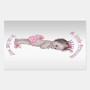 Pegatina Rectangular Princesa Baby Shower del vintage