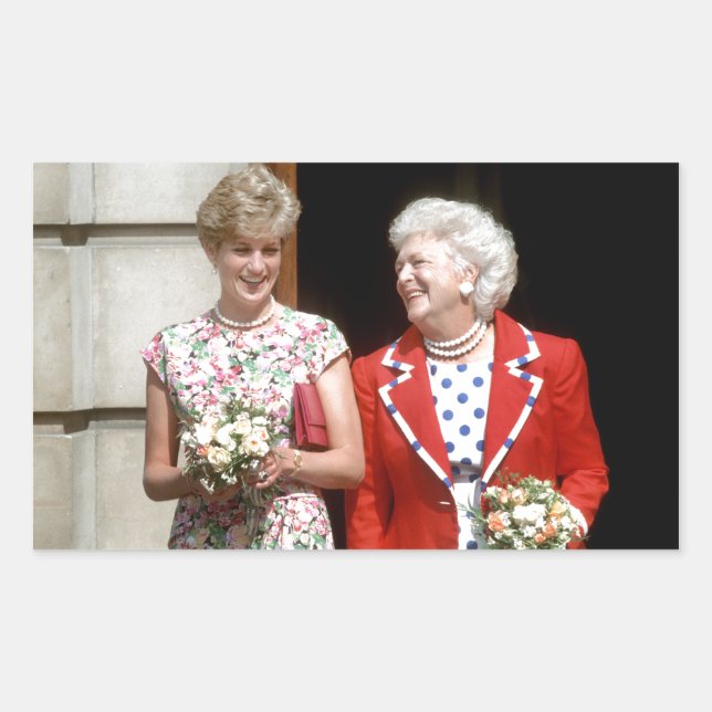 Pegatina Rectangular Princesa Diana-Barbara Bush (Anverso)