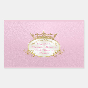 Pegatina Rectangular Princesas Pegatinas personalizadas, rosadas, tiara