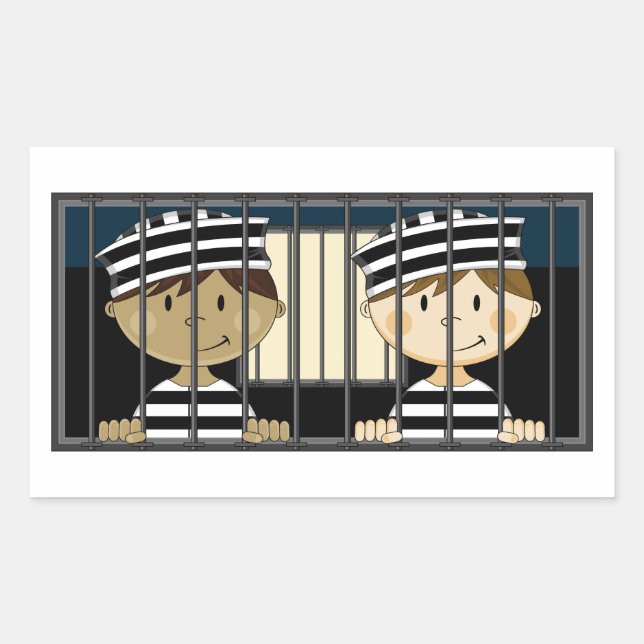 Pegatina Rectangular Prisioneros personalizados en celda (Anverso)